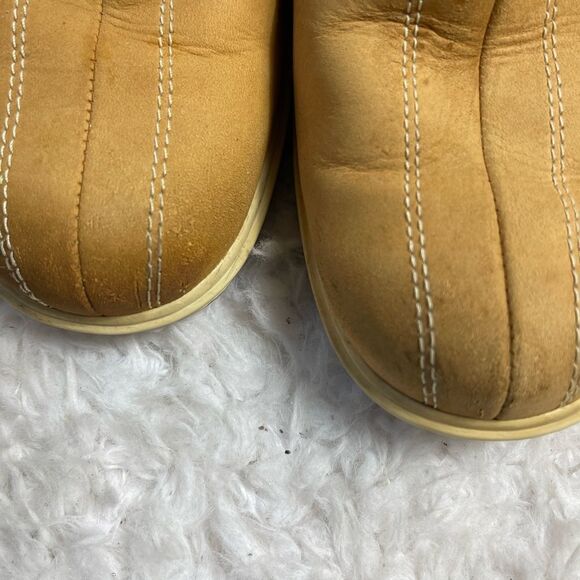 Timberland leather wheat Nubuck ankle wedge boots side zipper size 7.5M - Picture 13 of 14